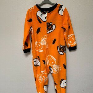 Peanuts Snoopy Halloween Boy or Girl Fleece Footed Pajamas 3T EUC